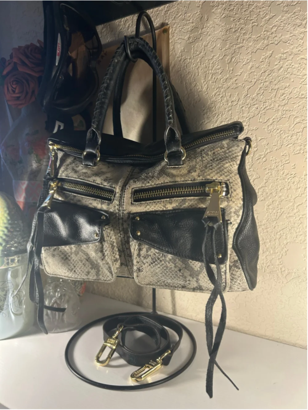 Women's Aimee Kestenberg Satchel Bag One Size Black Grey